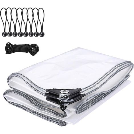 Transparent Waterproof Tarpaulin with Eyelets 3 x 3 m Heavy Duty Weather Protection Balcony Tarpaulin Cover with Eyelets Foldable for Garden Furniture Balcony Furniture Plants (1/5)