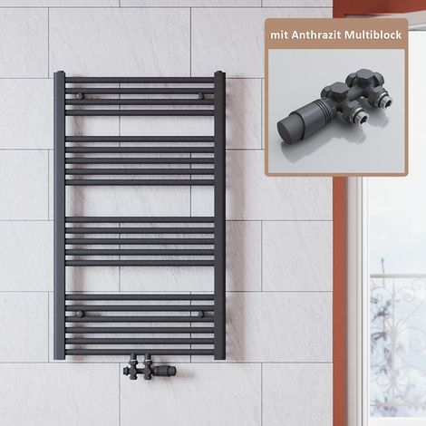 SONNI Badheizkörper Anthrazit 1000x600mm Heizkörper thermostatkopf Handtuchtrockner Bad,mit Ventil,522 Watt (1/5)