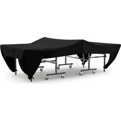 Housse pour table de tennis de table — Matériau en vinyle imperméable et durable (doublure douce), dotée d'un ourlet élastique et de sangles de fixation à boucles 110 x 60 x 30 cm, Noir (1/5)