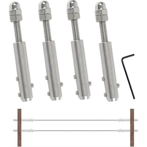 4 Pièces Tendeur Cable Inox Cable Inox 4mm, Terminal pour Fil Inox Métallique Terminal À Vis pour Cable Métallique 4 mm (1/4)