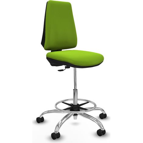 Taburete Elche CP similpiel pistacho base cromada ruedas 65mm nailon