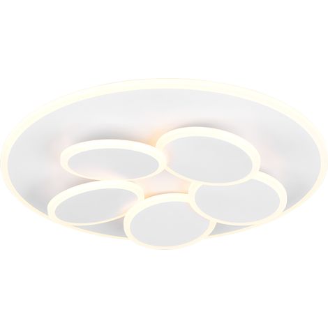 Plafoniera LED, metallo, bianco opaco, 49x7,5x49 cm, Mandala (1/4)