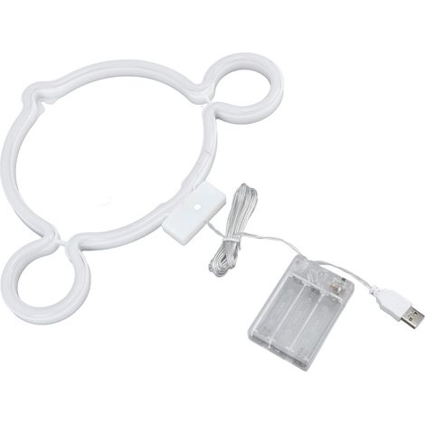Enseigne néon LED alimentée USB ou piles 3xAA PVC et ABS luminaire mural néon pour chambre enfant chambre à coucher mariage (1/5)