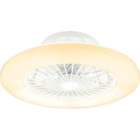 Ventilatore da Soffitto con Luce in Metallo Bianco 50 cm Telecomando