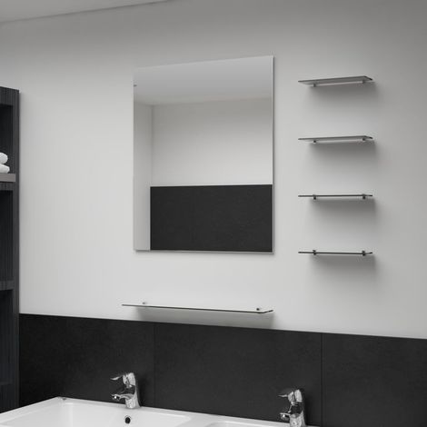 Miroir mural,Miroir Entrée Maison Salle de Bain,Miroir Décoratif avec 5 étagères Argenté 50 x 60 cm CVW92646 (1/5)