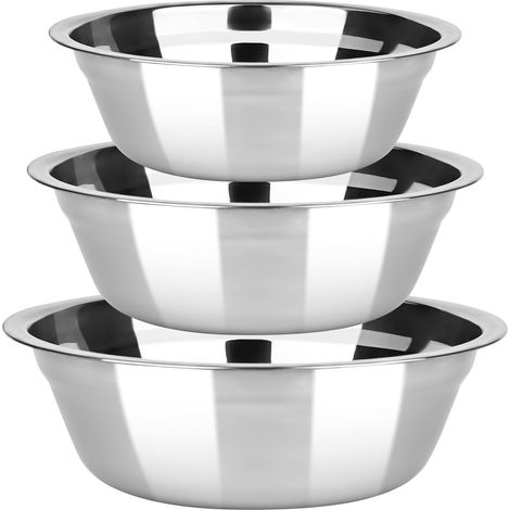 Bols Mélangeurs Inox Saladiers Cuisine - 3 Pièces Cul de Poule Inox Bowl de Mélange Empilables Bol de Service Lavables au Lave-vaisselle pour Cuisson et Pâtisserie (1/5)