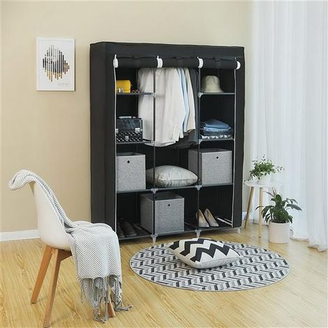 67" Portable Closet Organizer Wardrobe Storage Organizer with 10 Shelves Quick and Easy to Assemble Extra Space Black (1/5)