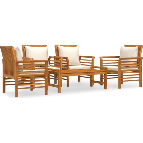 Maison Exclusive - Set Salotto da Giardino 5 pz con Cuscini Legno Massello Acacia (1/5)