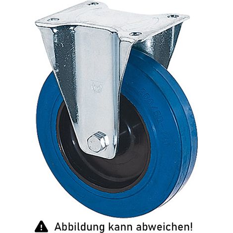 Rollcart Elastik-Bockrolle Ø125x32mm in blau 150kg Tragkraft mit Kunststoff-Felge