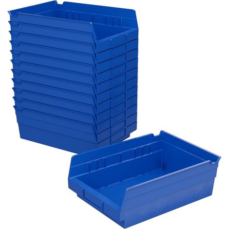 Étagères en plastique 30150, bacs de rangement robustes pour le rangement du garage, des placards et des tiroirs, 30,48 cm x 16,51 cm x 10,16 cm, bleus, paquet de 12 (1/5)