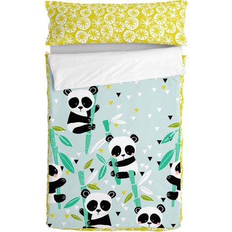 Bettbezug mit Füllung HappyFriday Moshi Moshi Panda Garden Blue Blau 42 x 20 x 50 cm