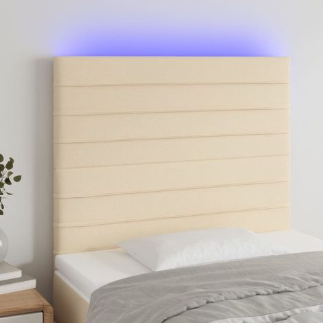 Cabecero con luces LED tela crema 100x5x118/128 cm vidaXL