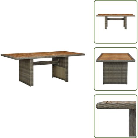 Table de jardin Marron Résine tressée et bois d'acacia massif - Table De Jardin - Table Extérieure - Mobilier De Jardin - Table En Résine Tressée - Table Acacia (1/5)
