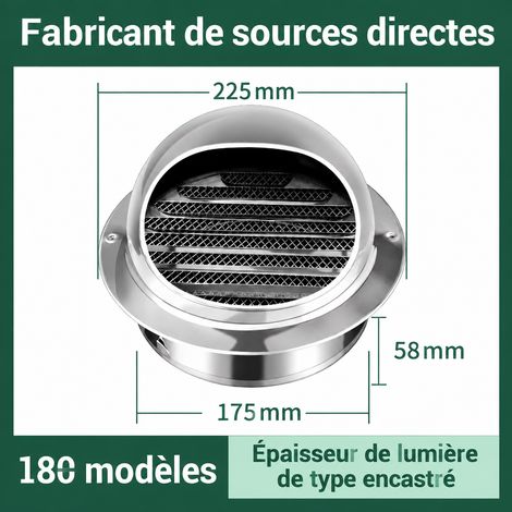 Chapeau de ventilation mural inox 201 épaissi 180 mm modèle économique garantie 80 ans 22,5 × 22,5 × 15,5 cm 290 g – Livraison gratuite