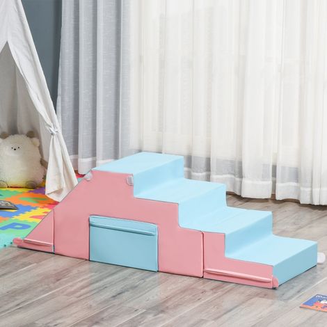 Jouet d’escalade et de glissade pour enfants,favorisant la motricité,cuir synthétique,mousse EPE,86x49x47 cm,rose+bleu
