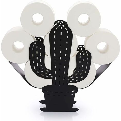 Support Papier Toilette Métal Noir Forme Cactus Royaluxe Porte-Rouleau Salle de Bain Rangement Design (1/5)