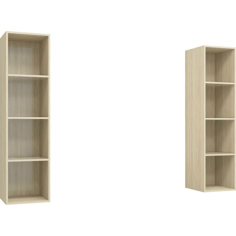 Muebles de TV de pared estantería multimedia aparador de TV comedor sala de estar dormitorio 2 piezas madera de ingeniería de roble Sonoma marrón 020029003