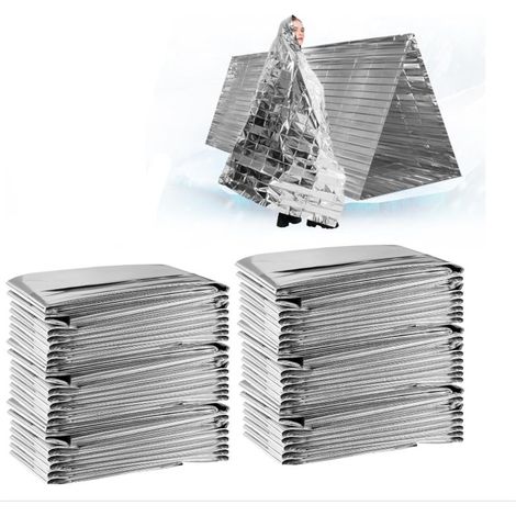 (Argent, Paquet de 10)Couvertures Thermiques d'urgence en Mylar, conçues pour la NASA, l'extérieur, la Survie, Les Premiers Secours (1/5)