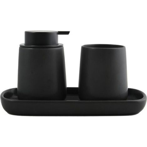 Lot de 3 accessoires de salle de bain en céramique MAONIE Noir mat (1/5)