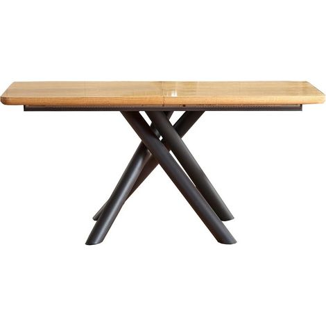 Mesa Houston 880 , 75x90x160cm, Alargamiento, MDF, Chapa de madera natural, Metal (1/5)