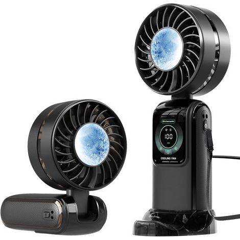 Mini ventilador turbo con 100 velocidades de viento: ventilador de bolsillo plegable 4 en 1 ultra silencioso para mano o escritorio, recargable por USB, ideal para verano, viajes y actividades al aire (1/5)