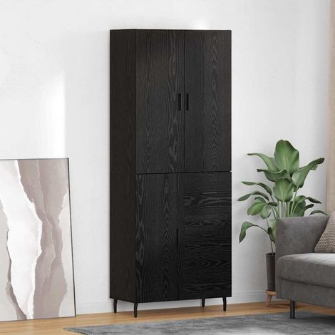 Highboard 2 pcs Schwarz Eichen-Optik Engineered Wood und Glas
