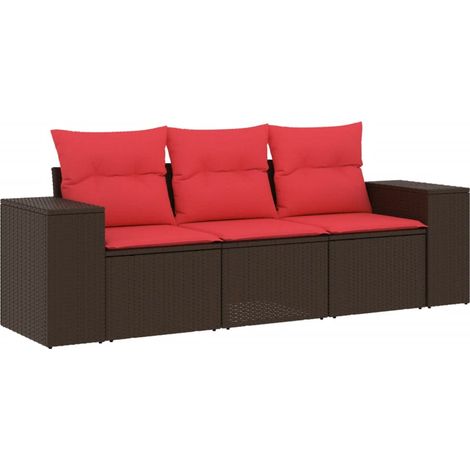 Maison Exclusive - 3-teiliges Gartensofa-Set mit Kissen, braun, P (1/5)