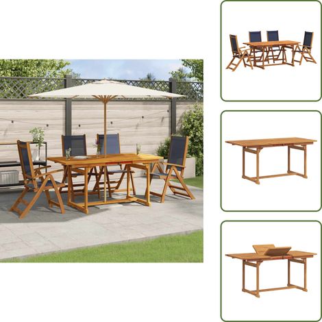 Comedor exterior - vidaXL Juego comedor de jardín 5 pzas madera maciza acacia y textileno - Acacia