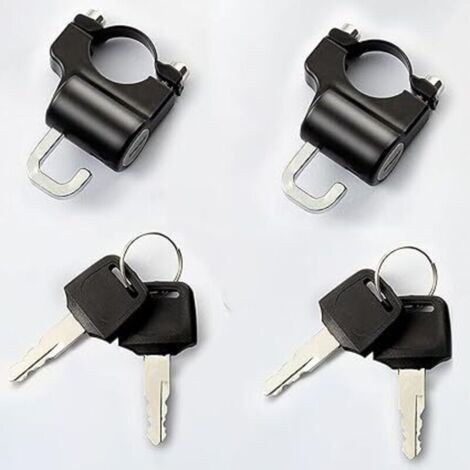 Motorcycle Helmet Lock, 2 PCS Universal Motorcycle Helmet Safety Padlock Motorcycle Hook with 4 Keys for Motorcycle, Bicycle, Scooter (22-28mm) (1/5)