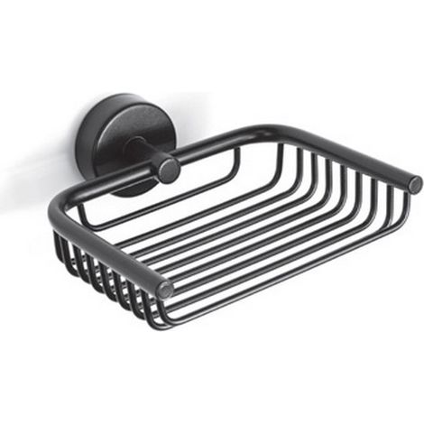 Portasapone a griglia design sospeso in acciaio inox nero opaco  Monde-N kamalu