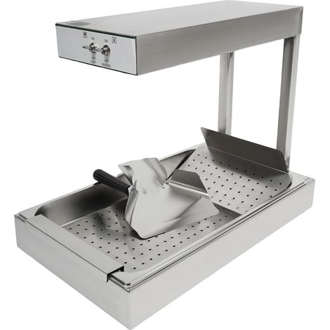 Pommes-frites-Wärmer, 750-W-Thermobrücken-Speisenwärmer, Heizlampe für Pommes frites, Heiztemperaturbereich über 80 °C, abnehmbarer Speisenwärmer, 56 x 33 x 46,5 cm, silber