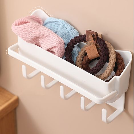 Wandorganizer für Haarbänder und Haaraccessoires mit Klebefläche und Haken – Robustes, V-förmiges Kunststoff-Aufbewahrungsregal – 16,5 x 10,5 cm – 100 g (1/5)