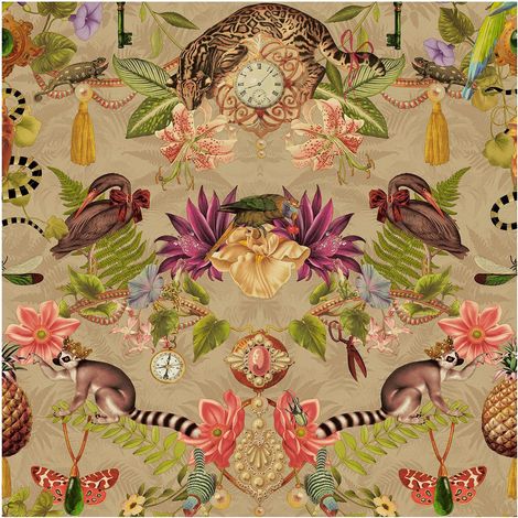 Ornate Oddities Wallpaper Gold Animal Floral Birds Metallic Finish 10m Roll (1/4)