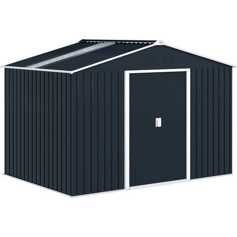 Cabane de rangement aus métal avec porte coulissanteen et Belüftungsfenstern, 277 x 195 x 192 cm, Dunkelgrau