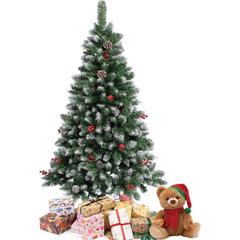 Sapin de Noël Artificiel 150 CM, 450 Branches, Matériel PVC Arbre de Noël avec Socle en Métal Décoration de Noël (1/5)