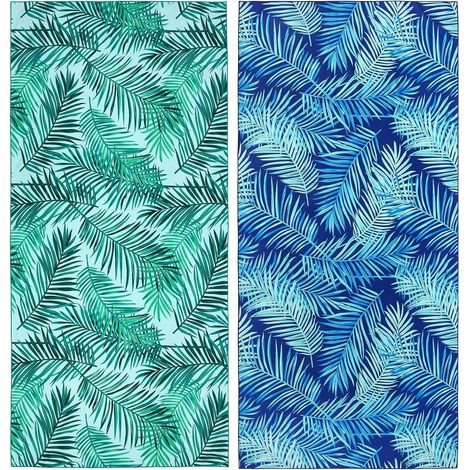 Lot de 2 grandes serviettes de plage en microfibre, 70 x 150 cm, pour la piscine, serviettes de bain ultra-absorbantes pour le camping (1/5)