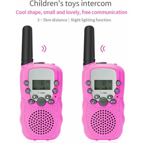 Talkie walkie 22 canaux push to talk ecran LCD portee 3 a 5 km Rose (1/5)