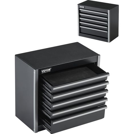Caja de herramientas metálica VEVOR de 21,8 cm (8,6"), portátil, 5 cajones, revestimiento de EVA, patas de PP, acero resistente, apertura con rodamientos de bolas, acabado con recubrimiento en polvo, (1/2)