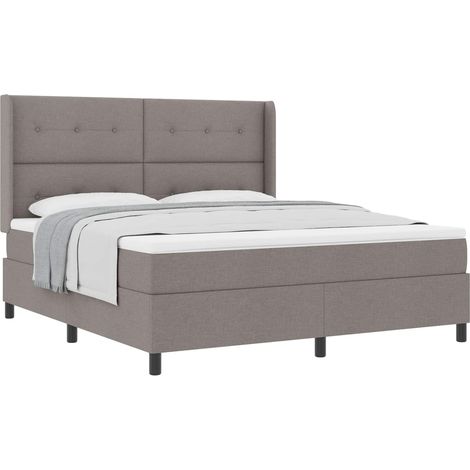 Maison Exclusive - Lit à ressorts avec coussin Taupe 200 x 180 cm tissu (1/5)