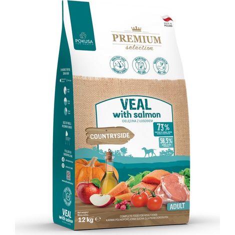 POKUSA - Ternera con Salmón - 12 kg - Alimento seco para perros adultos