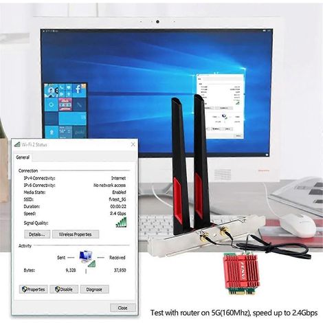 Carte réseau sans fil WiFi 7 BE200 M.2 NGFF 2,4 GHz/6 GHz (1/5)