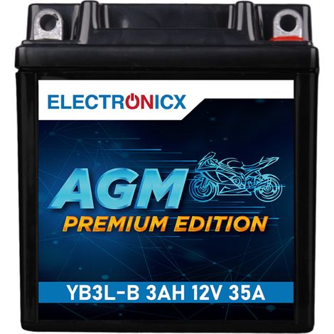 YB3L-B 3Ah 12V AGM Motorradbatterie - Wartungsfrei - Premium Electronicx (1/5)