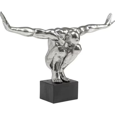 ORION91 Figura de Hombre Poliresina Plateada XL 100 x 64 cm - SpazioLuzio