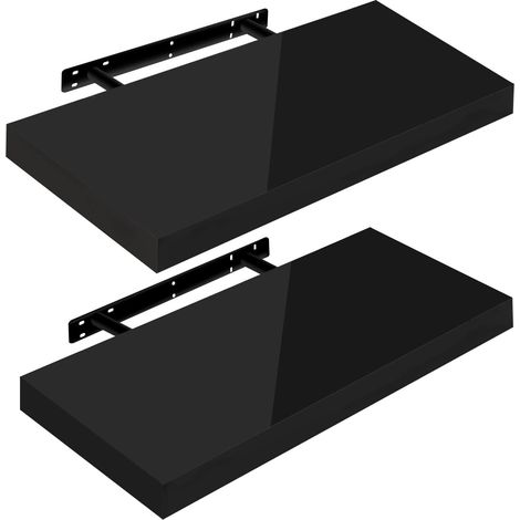 WOLTU 2 x Étagère Murale, Tablette Murale Panneau de Bois, Étagère Flottante, Étagère à Livres, 50x22, 9x3, 8cm, Nior RG9477sz-2 (1/4)