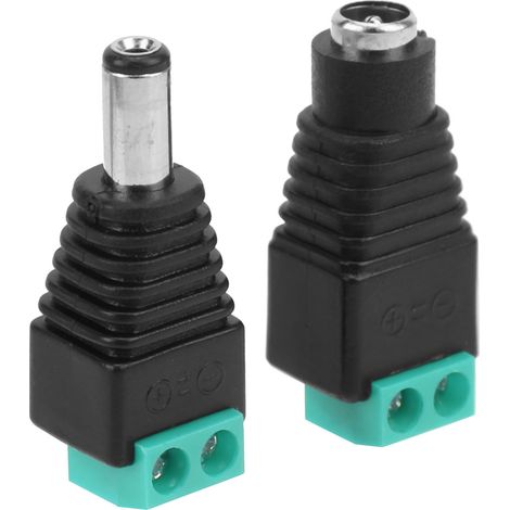Connecteur DC 5.5x2.1mm Mâle/Femelle pour Alimentation Caméra CCTV ou Lampe LED, Vert (1/5)
