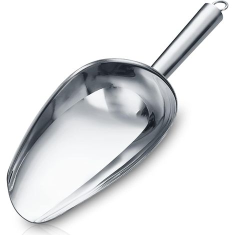 Paletta per ghiaccio da 170 g, in acciaio inossidabile, versatile per caramelle, cucina, bar, feste, matrimoni, cibo per cani, spiaggia (argento) (1/5)