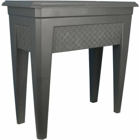 Jardinière sur pieds 60 cm – Capacité 42 L – Polypropylène gris – Forme rectangulaire pour balcon et terrasse – Riviera