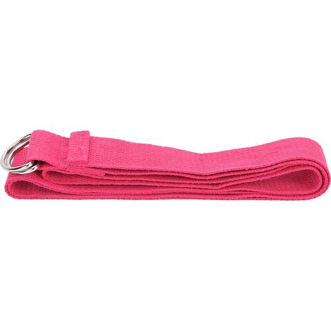 Sangle d'étirement de fitness non élastique, sangle de yoga extensible en coton avec boucle en D (rose rouge) (1/5)