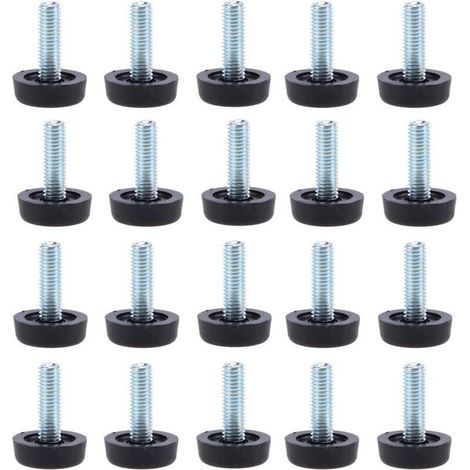 Lot de 20 Pieds de nivellement pour meubles -M8 x 24 mm, protections pour pieds de table réglables avec tige filetée, 24 mm, pied de nivellement à visser pour meubles (1/5)
