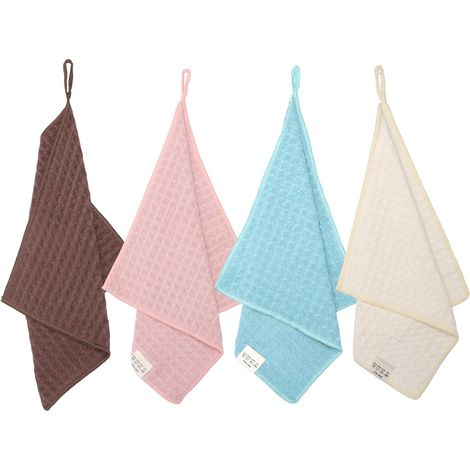 4 Torchons de Cuisine Microfibre, Super Absorbant Chiffon, Cuisine nettoyagant, Serviette, Essuie Main Vaisselle Lavette Douce Serviettes de Cuisine Lavable 30cm x 30cm (1/5)